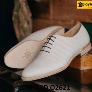 Giày da cá sấu oxford nam màu trắng phong cách O2621 004