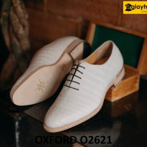 Giày da cá sấu oxford nam màu trắng phong cách O2621 003