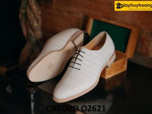 Giày da cá sấu oxford nam màu trắng phong cách O2621 003