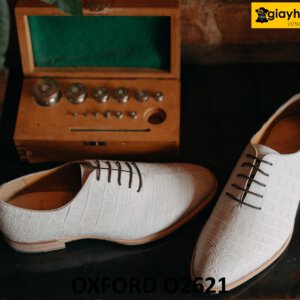 Giày da cá sấu oxford nam màu trắng phong cách O2621 002