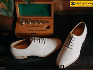 Giày da cá sấu oxford nam màu trắng phong cách O2621 002