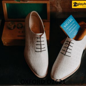 Giày da cá sấu oxford nam màu trắng phong cách O2621 001