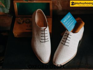 Giày da cá sấu oxford nam màu trắng phong cách O2621 001