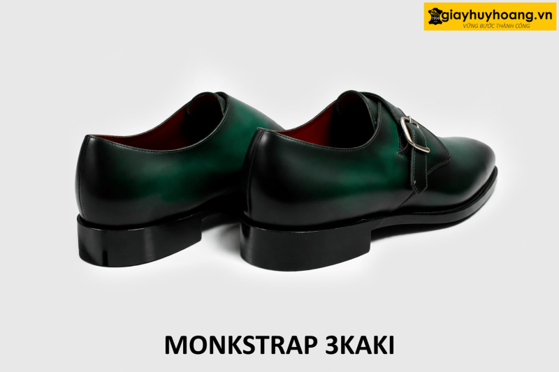 ban-giay-da-nam-cong-so-monkstrap-3kaki-001 Giày da nam size 37 màu xanh lá mũi đen Monkstrap 3KAKI 005