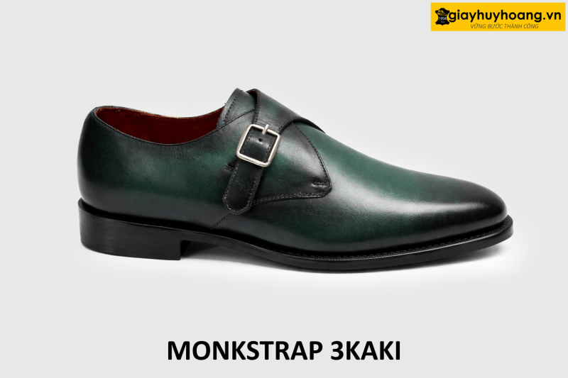 ban-giay-da-nam-cong-so-monkstrap-3kaki-005 Giày da nam size 37 màu xanh lá mũi đen Monkstrap 3KAKI 001