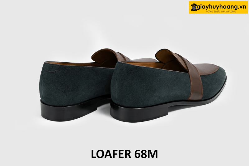 ban-giay-luoi-da-nam-da-lon-phoi-loafer-68m-001 Giày lười Loafer nam size to 46 da lộn xanh phối nâu 68M 005
