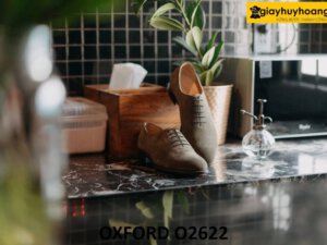 Giày da lộn màu xám oxford nam 1 miếng liền O2622 004