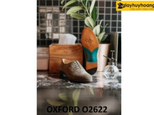 Giày da lộn màu xám oxford nam 1 miếng liền O2622 003