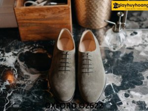 Giày da lộn màu xám oxford nam 1 miếng liền O2622 001