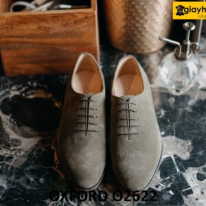 Giày da lộn màu xám oxford nam 1 miếng liền O2622 001