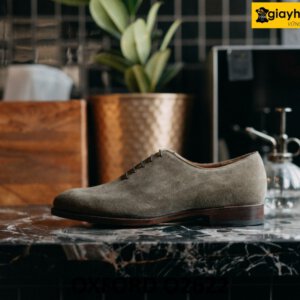 Giày da lộn màu xám oxford nam 1 miếng liền O2622 002