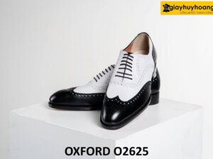 Giày tây nam oxford Wingtips cổ điển phối đen trắng O2625 001