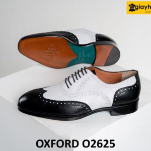 Giày tây nam oxford Wingtips cổ điển phối đen trắng O2625 005