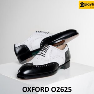 Giày tây nam oxford Wingtips cổ điển phối đen trắng O2625 004
