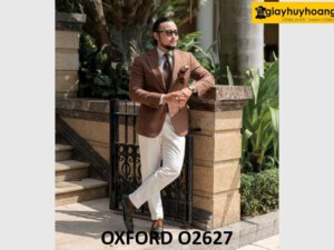 Giày oxford nam màu xanh lá patina đen O2627 004