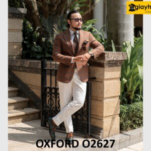 Giày oxford nam màu xanh lá patina đen O2627 004