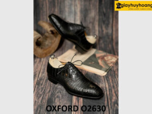 Giày oxford nam da cá sấu công sở màu đen O2630 004