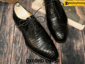 Giày oxford nam da cá sấu công sở màu đen O2630 003