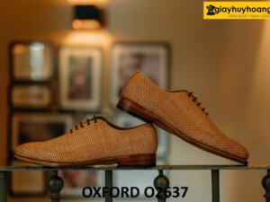 Giày tây nam oxford da đan xen thủ công cao cấp O2637 001