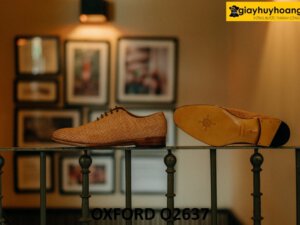 Giày tây nam oxford da đan xen thủ công cao cấp O2637 002