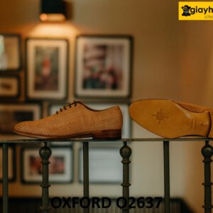 Giày tây nam oxford da đan xen thủ công cao cấp O2637 002