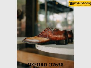Giày da nam oxford nhuộm màu vàng patina nâu O2638 004