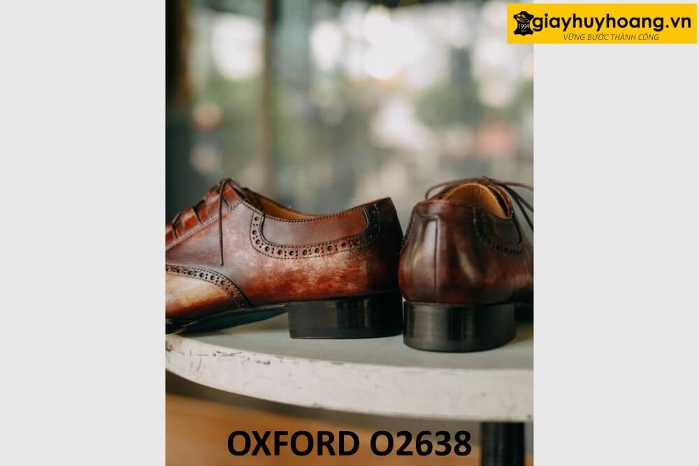 dat-dong-giay-da-nam-thu-cong-oxford-o2638-004 Giày da nam oxford nhuộm màu vàng patina nâu O2638 002