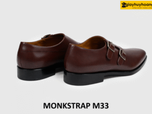 Giày da nam màu đỏ đô đế da bò Monkstrap M33 005