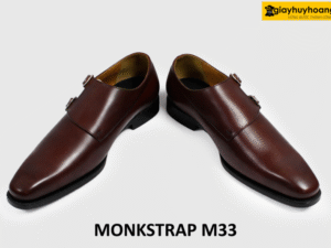 Giày da nam màu đỏ đô đế da bò Monkstrap M33 004