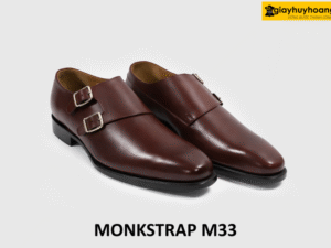 Giày da nam màu đỏ đô đế da bò Monkstrap M33 003