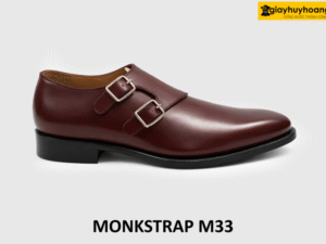 Giày da nam màu đỏ đô đế da bò Monkstrap M33 001