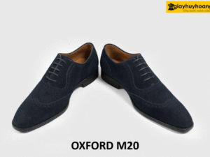 Giày tây oxford nam da lộn xanh navy cá tính M20 004