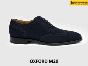 Giày tây oxford nam da lộn xanh navy cá tính M20 001