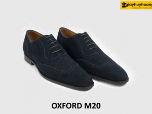 Giày tây oxford nam da lộn xanh navy cá tính M20 003
