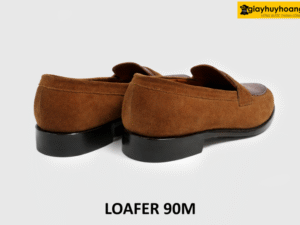 [Size 41] Giày lười nam màu nâu da lộn phối da trơn 90M 005