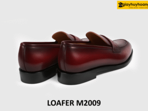 Giày loafer lười nam màu nhuộm thủ công đỏ đô M2009 005