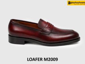 Giày loafer lười nam màu nhuộm thủ công đỏ đô M2009 001