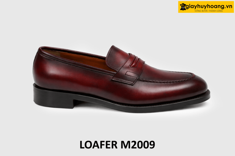 ban-giay-da-nam-luoi-loafer-m2009-003 Giày loafer lười nam màu nhuộm thủ công đỏ đô M2009 001