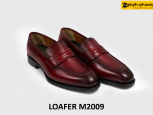 Giày loafer lười nam màu nhuộm thủ công đỏ đô M2009 003