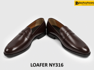 [Size 44] Giày lười loafer nam da bóng màu nâu NY316 004
