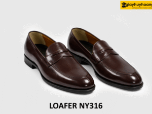 [Size 44] Giày lười loafer nam da bóng màu nâu NY316 003