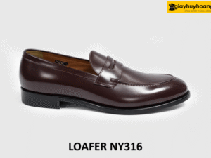 [Size 44] Giày lười loafer nam da bóng màu nâu NY316 001