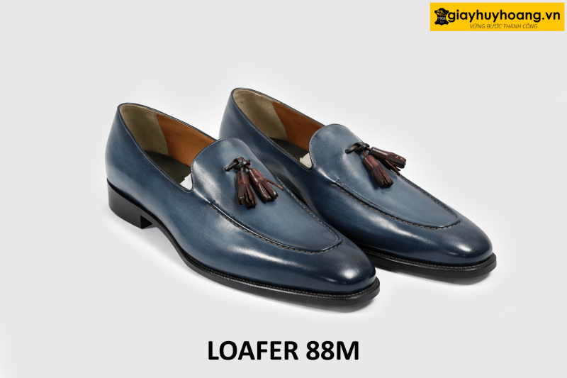 ban-giay-luoi-da-nam-xanh-loafer-88m-003 Giày lười loafer nam size chân to 47 xanh dương 88M 003