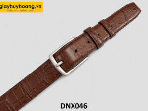 Dây nịt thắt lưng nam 3.3 cm da bò vân cá sấu DNX046 001