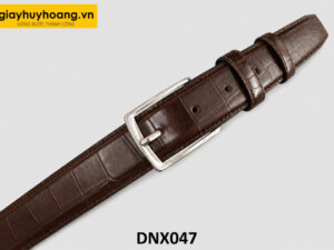Dây nịt thắt lưng nam 3.3 cm da bò vân cá sấu DNX047 001