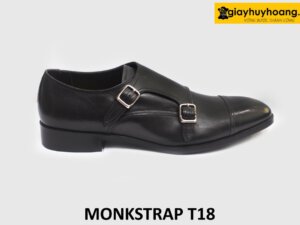 Giày da nam công sở không dây Monkstrap T18 đen 001