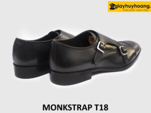 Giày da nam công sở không dây Monkstrap T18 đen 004