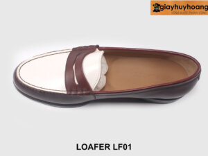 [Size 44] Giày lười loafer nam nâu phối trắng size to LF01 004