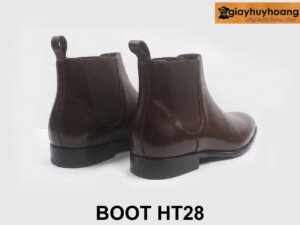 Giày da nam cổ thun thấp Chelsea Boot T28 nâu 003