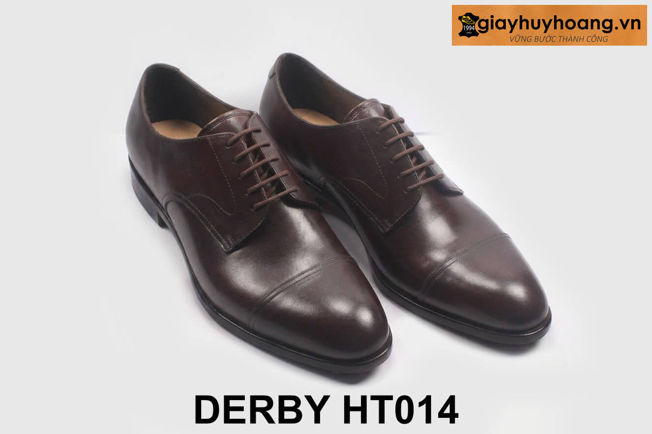 ban-giay-da-nam-thu-cong-derby-giayhuyhoang-nau-T014-001 Giày da nam công sở màu nâu sang trọng Derby HT014 004